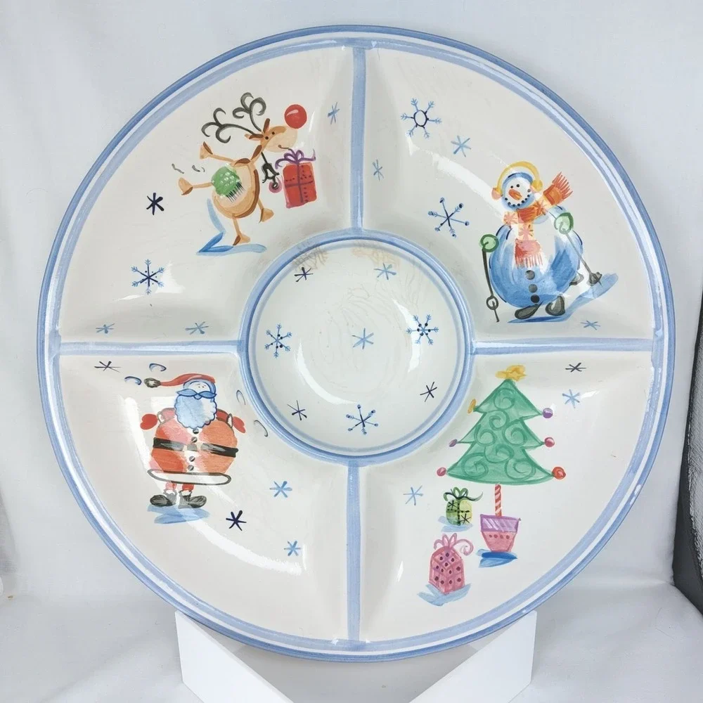 Churchhill Christmas Divided Serving Platter / Tray With Snowmen Santa China 15